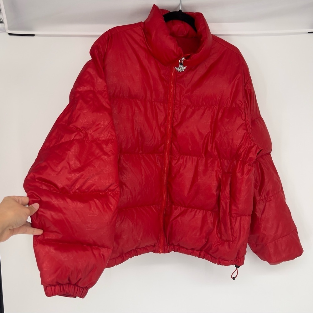 Boys Lie Red Colorful Puffer Logo Embroidered Full Zip Winter Coat M/L - Picture 7 of 16
